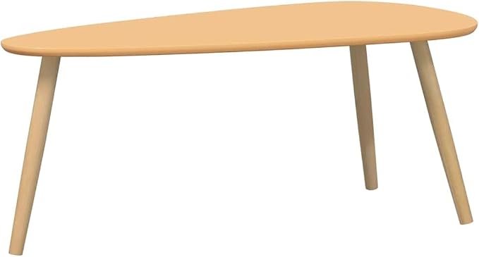 Brown Solid Pine Wood Coffee Table Set of 2, MDF Two-Piece Scandinavian Design - Image 4