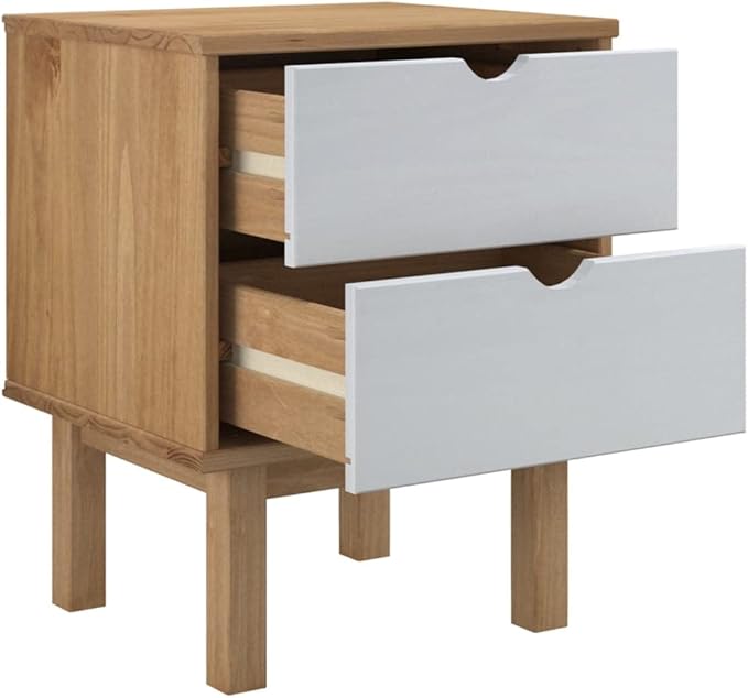 Scandinavian Bedside Cabinet 15.4" W x 17.7" L x 22.4" H Solid Pine Wood - Image 5