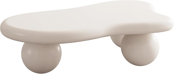 40" Cloud Coffee Table with 3 Ball Legs, Modern Irregular Center Table - Image 8