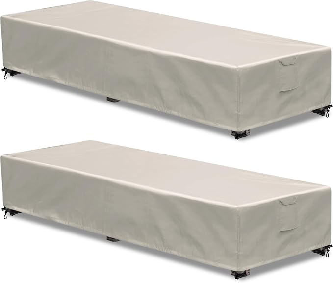 Outdoor Chaise Lounge Cover 2 Pack Patio Lounge Chair Covers Waterproof 600D by GoldenRaindrop