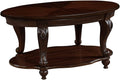 Oval Wood Coffee Table for Living Room, 2-Tier Solid Wood Coffee Table by FGXJY
