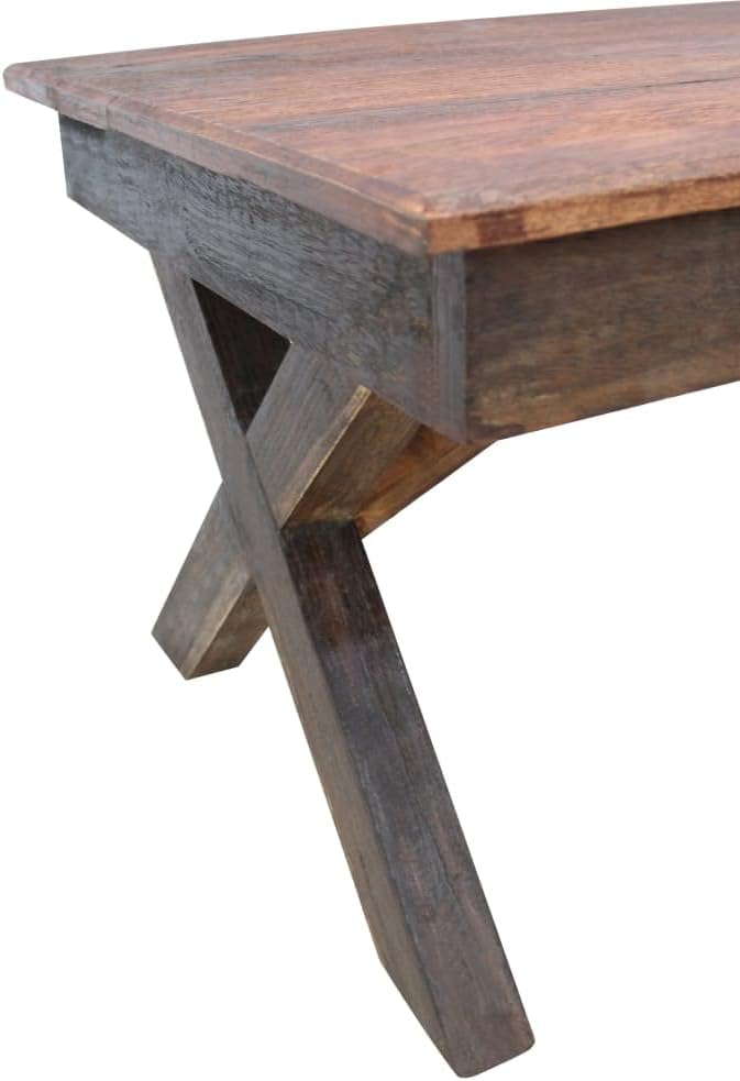 Rustic Farmhouse Coffee Table 43.3 Inch Handmade from Mixed Recycled Woods - Image 4