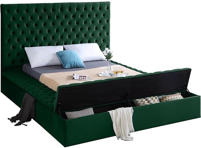 Meridian Furniture Bliss Collection Modern | Contemporary Velvet Upholstered Bed - Image 4