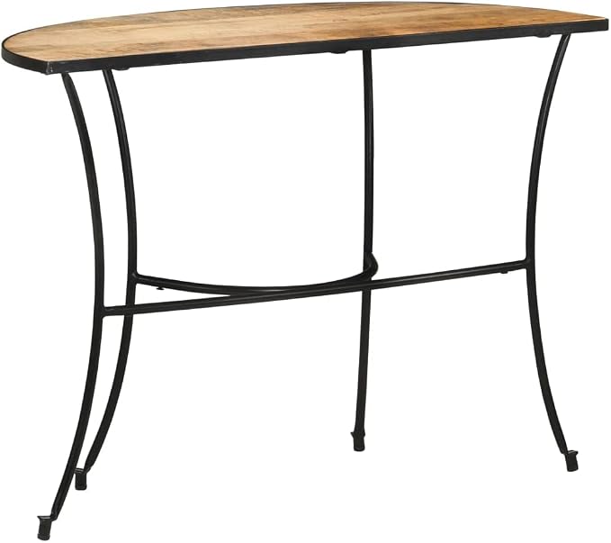 Industrial Style Side Table, Natural Solid Mango Wood, Lacquered Finish - Image 5