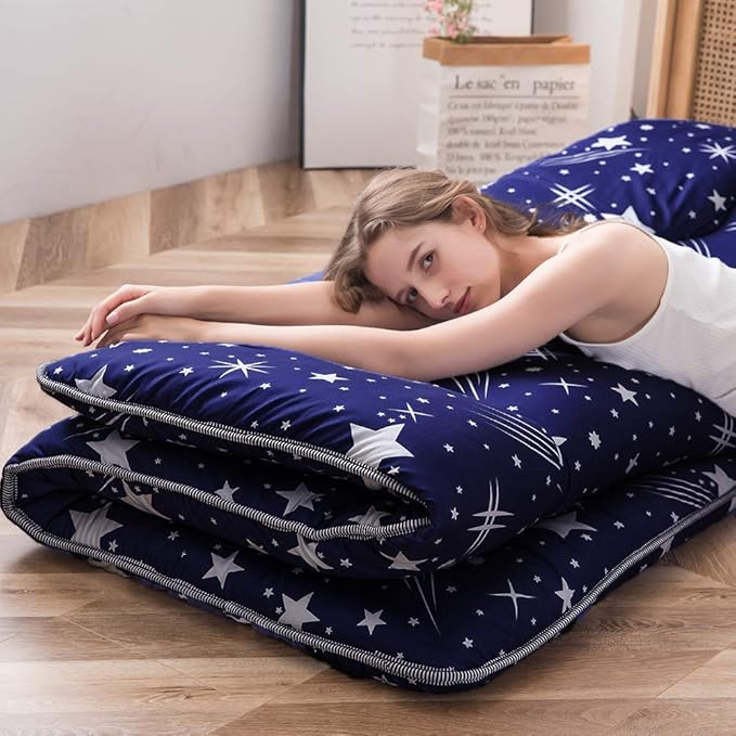 MAXYOYO Navy Starry Sky Japanese Futon Mattress, Tatami Floor Mat, Portable - Image 4