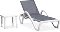 PURPLE LEAF Patio Chaise Lounge Chair Set Outside Aluminum Plastic Stackable by PURPLELEAF