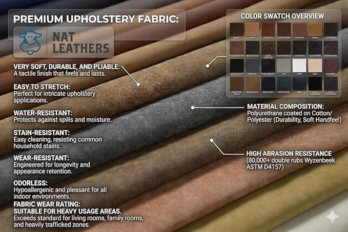 NAT Leathers | Tan Cognac Soft Faux Vegan Leather PU | 4 Yards Cut by the Yard - Image 10