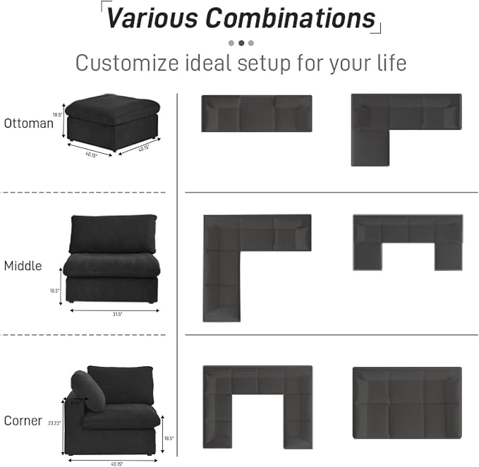 Cloud Modular Sectional Sofa Couch, 80.3" Convertible Couches Lovesofa - Image 5