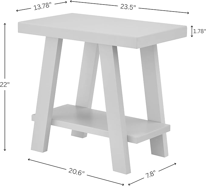Roundhill Furniture Athens Contemporary Wood Shelf Side Table in Gray - Image 2
