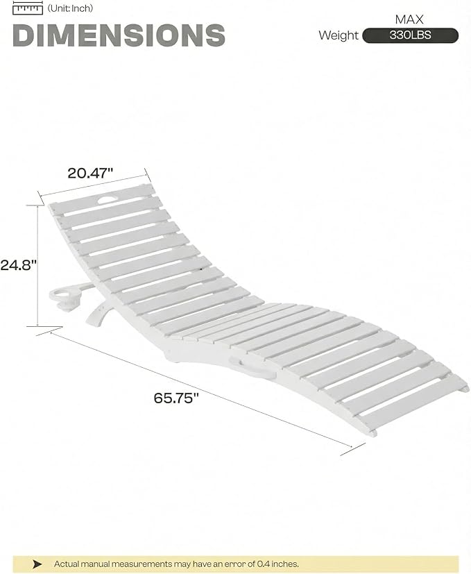 Folding HDPE Outdoor Chaise Lounge - Image 2