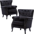 Set of 2 Mid-Century Modern Accent Chair, Velvet Armchair w/Tufted Back/Wood by DMFurniture