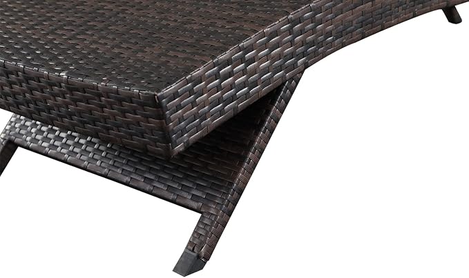 Outdoor Patio 4 Adjustable Backrest Chaise Lounger and 2 Side End Tables - Image 7