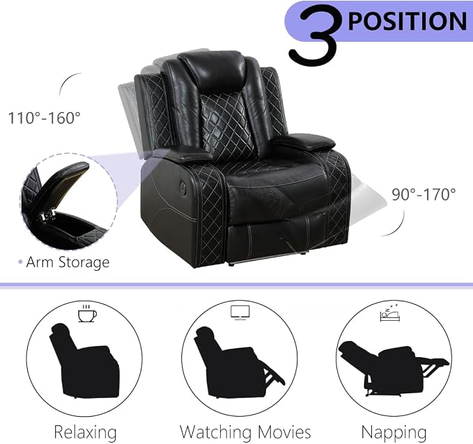 Power Recliner Sofa Set, Breathing Leather Reclining Sofa Set, Recliner Couch - Image 7