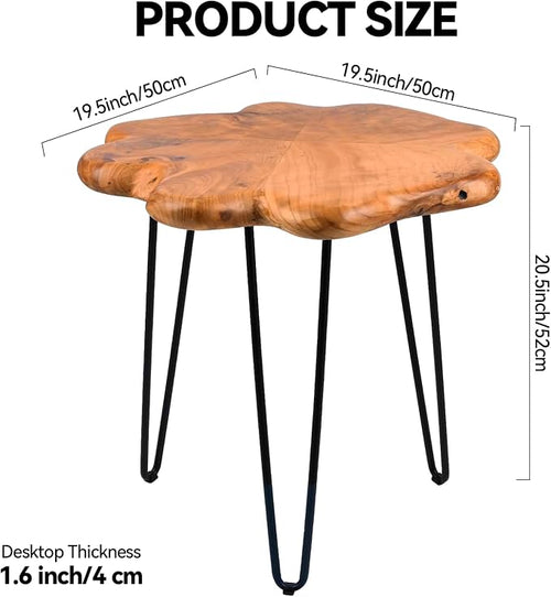 19.5 Inch Live Edge Side Table, Wood Small End Table - Image 2