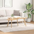 Coffee Table Set of 2 Scandinavian Coffee Table & Center Table Brown Solid Pine by THOYTOUI