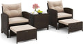 Tangkula 5 Pieces Patio Conversation Set, PE Wicker Rattan Outdoor Furniture Set by TANGKULA