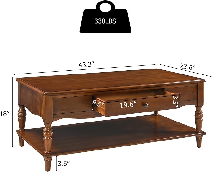 Mid-Century Modern Living Room Coffee Table Set, 2-Piece Solid Wood Living Room - Image 2