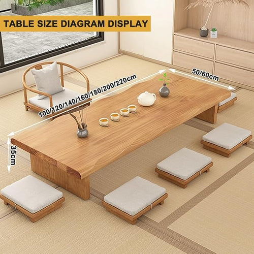 180cm Japanese Floor Table -Vintage Solid Wooden Tatami Table, Low Rectangular - Image 2