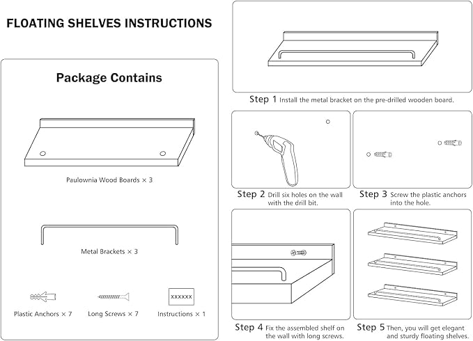 RYOFOBETTO Small Floating Shelf, 6 X 9 Inches Farmhouse Wall Shelves - Image 7