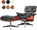 Top Black Grain Leather, Mid Century Chaise Lounge Chair and Ottoman, Modern by MakeHomeBetter
