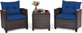 COSTWAY 3PCS Patio Furniture Set, PE Rattan Wicker Sofa w/Washable Cushion and by COSTWAY