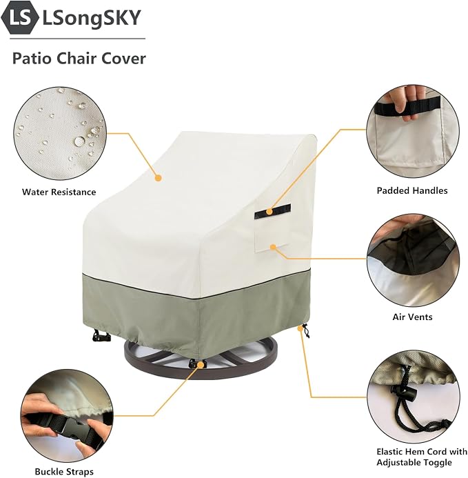 Patio Swivel Chair Cover 4 Pack, Waterproof Heavy Duty Outdoor Chair Covers - Image 3