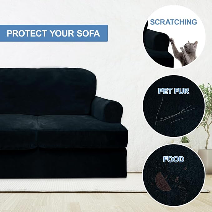 CUCRAF Cushion Sofa Cover 3 Piece Slipcovers, Soft Thick Velvet Couch Cover - Image 4
