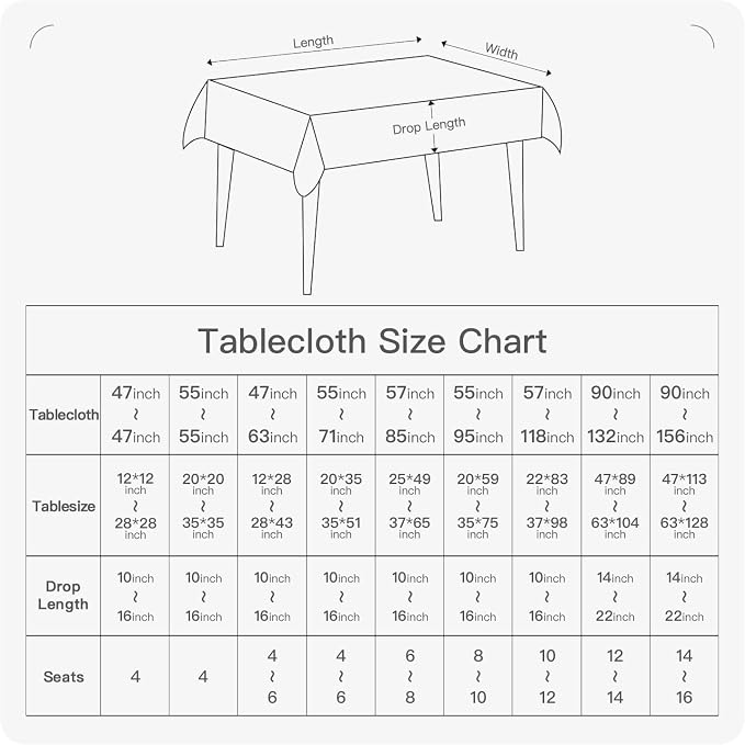 BALCONY & FALCON Rectangle Tablecloth 47" x 63" Washable Wrinkle Resistant and - Image 6