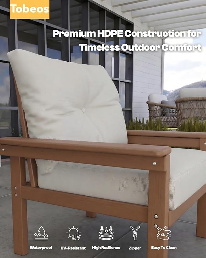 HDPE 7 Piece Patio Furniture Set, All-Weather Outdoor Couch Set - Image 5