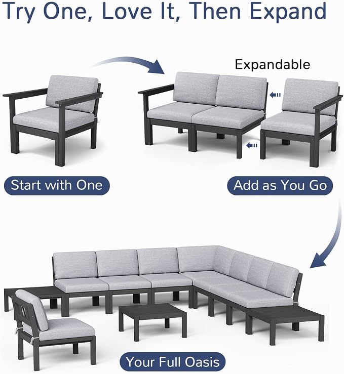 Stoog 6-Piece Patio Sectional Sofa Set, Modular Outdoor Furniture Set - Image 4