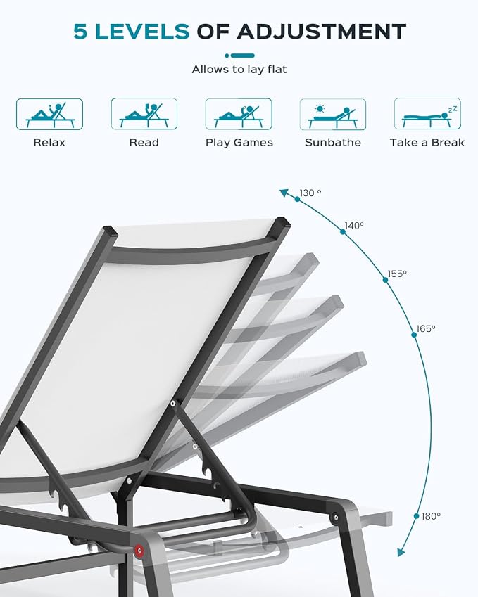 Patio Chaise Lounge Chair, Foldable Lounge Chair - Image 6