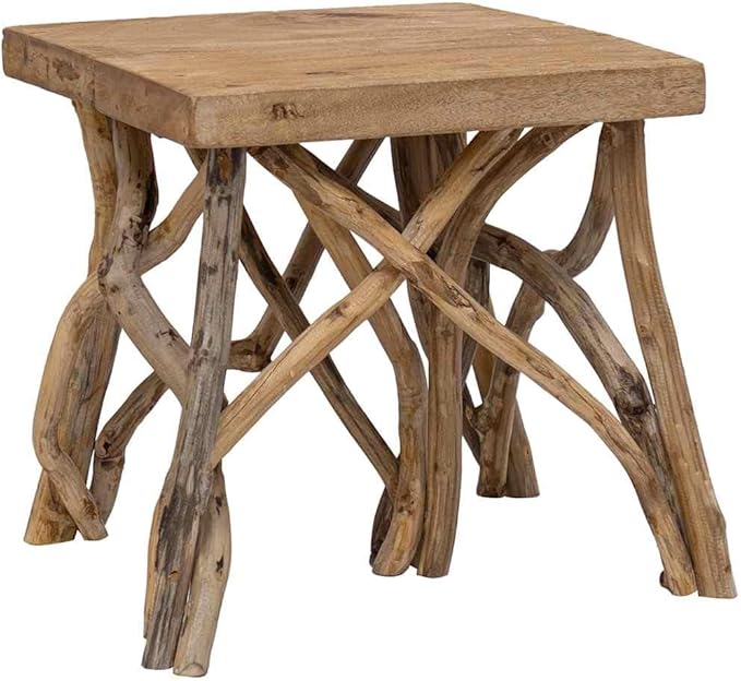 Coffee Table Brown Mixed Recycled Wood Small Rustic Living Room Table Durable - Image 8