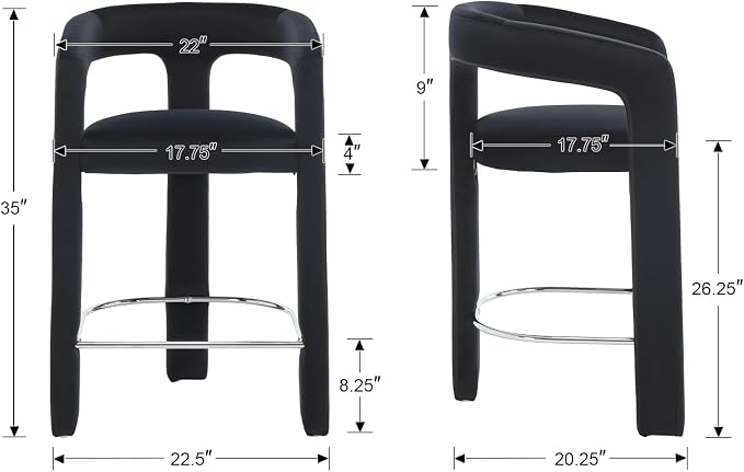 HNY 26 Inch Modern Tall Barrel Bar Stools Set of 4, Velvet Upholstered Barstools - Image 2