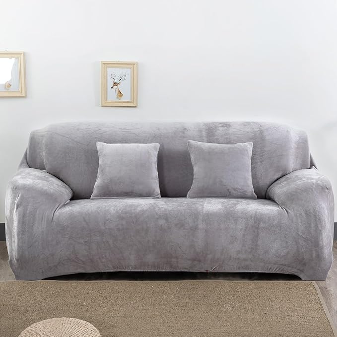 vctops 1-Piece Velvet Plush Stretch Loveseat Sofa Slipcover by vctops