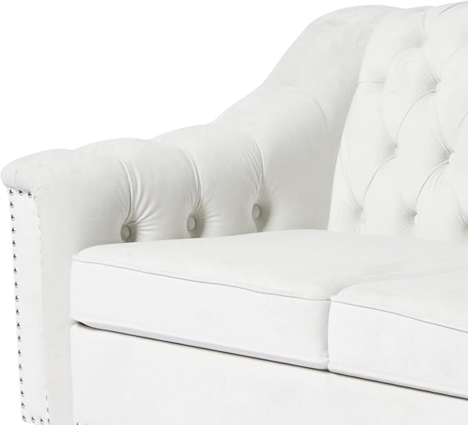 LEVNARY White Velvet Chair for Bedroom, Upholstered Sofa Chair - Image 6