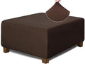 NeColorLife Square Ottoman Cover Jacquard Fabric Thick Stretchable Slipcover by NeColorLife