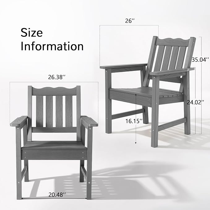 Stoog 3 Piece Outdoor Bench & Outdoor Chairs Set, All-Weather HIPS Patio - Image 7