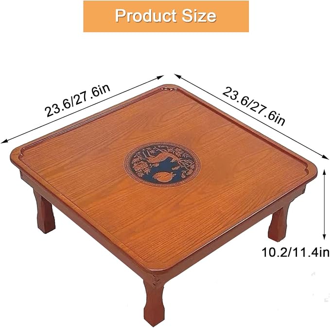 Low Folding Coffee Table, Japanese Style Solid Wood Floor Table - Image 2