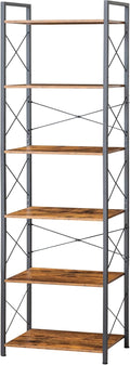 HCHQHS Narrow Bookshelf, Adjustable 6-Tier Industrial Bookcase, Rustic Open by HCHQHS