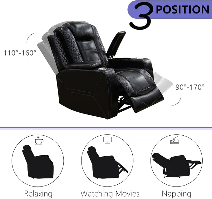 Power Recliner Sofa Set, Living Room Furniture Sets, Luxury 3 Piece Living Room - Image 6