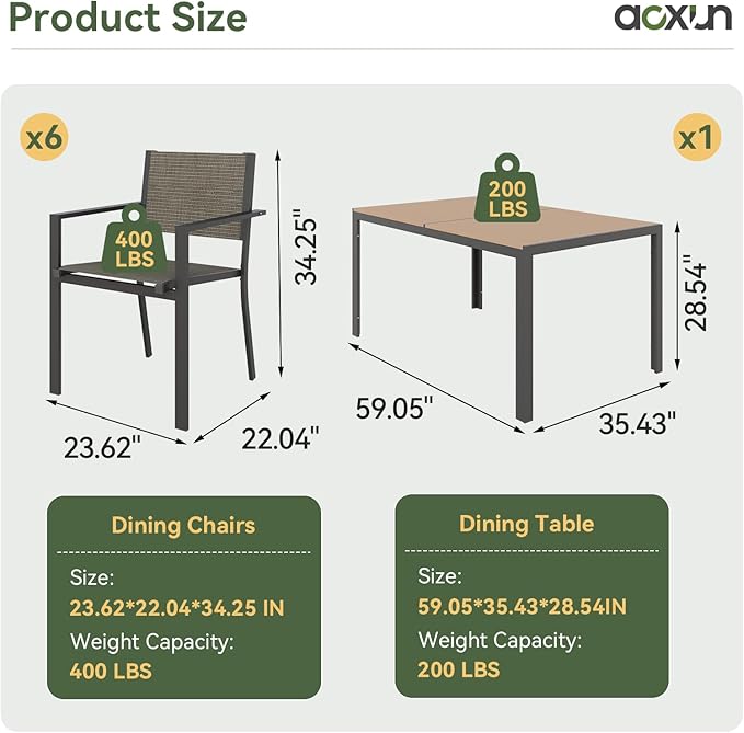 Aoxun 8-Piece Patio Table and Chairs Set & 15ft Patio Umbrella - Image 3