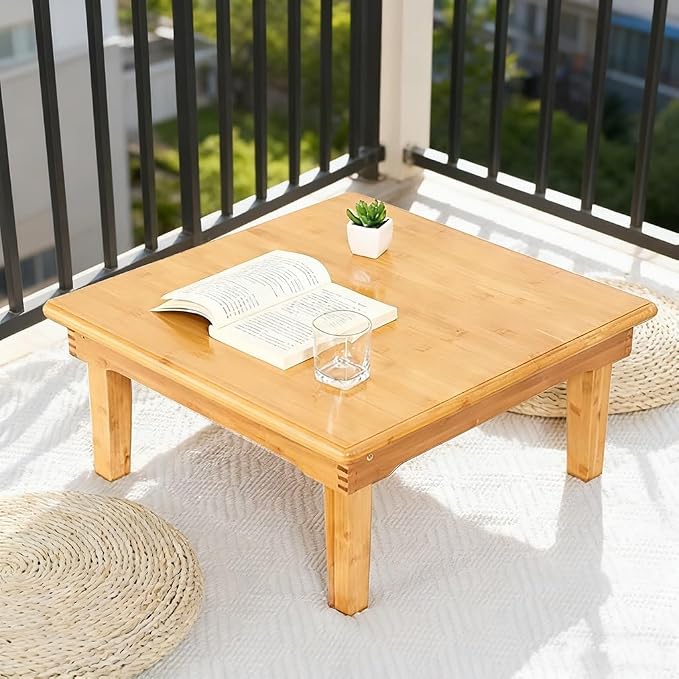Folding Table, Japanese-Style Household Square Bamboo Table, Computer Desk - Image 6