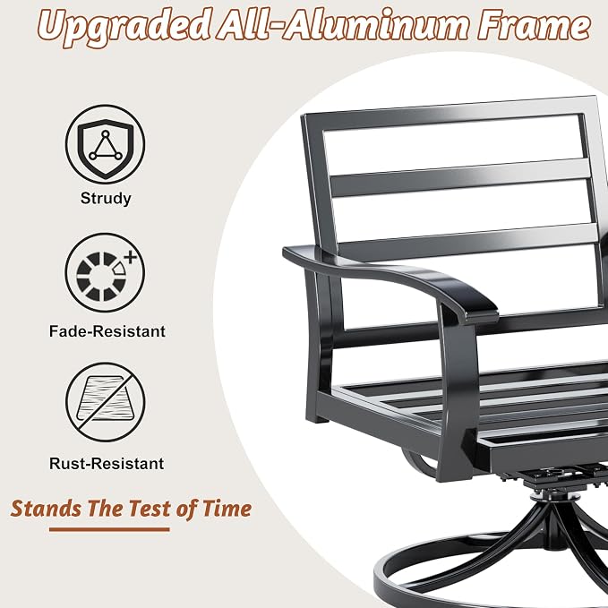 HOMREST Patio Furniture Sets 4 PCS Outdoor Metal Conversation Sets, 360 Degree - Image 8