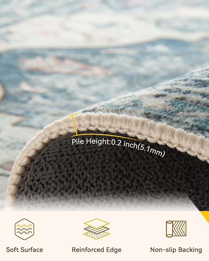 RELEANY Area Rugs 3'x10' Runner Rug Non Slip Washable - Image 2