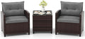 COSTWAY 3PCS Patio Furniture Set, PE Rattan Wicker Sofa w/Washable Cushion and by COSTWAY