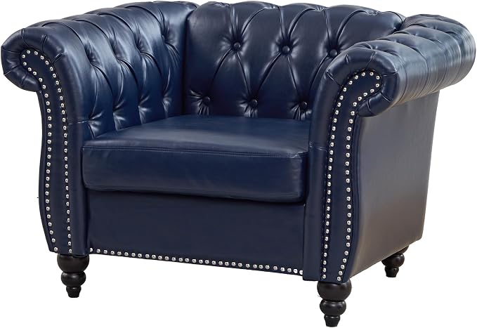 Mid-Century Sofa Chair, Faux Leather Accent Chair - Image 5
