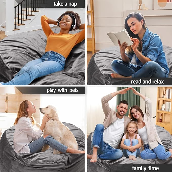 Bean Bag Chairs, Memory Foam Stuffing Bean Bag Chair - Image 7