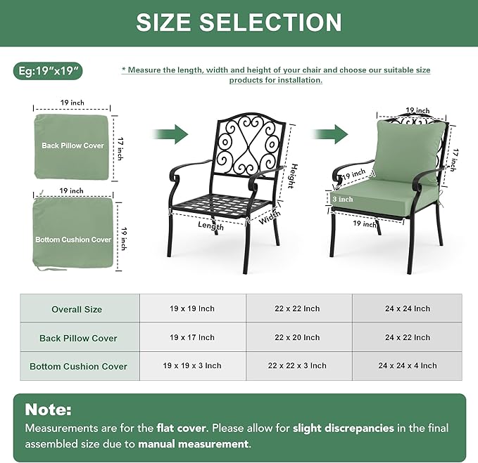 Summsun Outdoor Chair Cushions Set of 2, Waterproof Back Pillow and Seat - Image 7