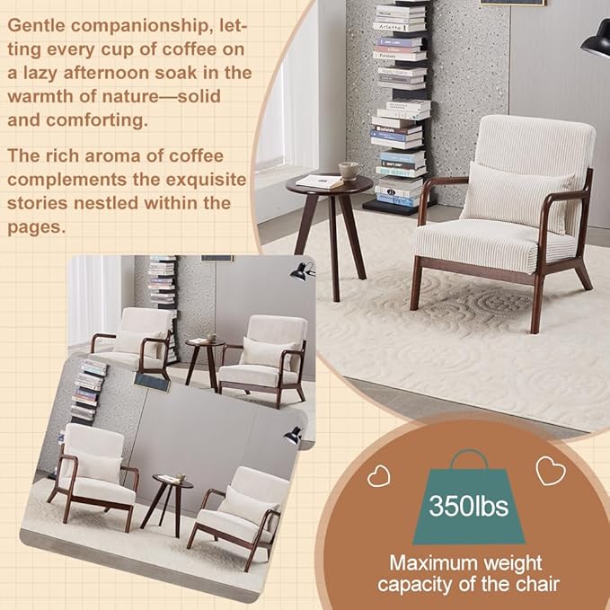 Havemies Mid-Century Modern Living Room Set, Accent Chair & Coffee Table in - Image 6