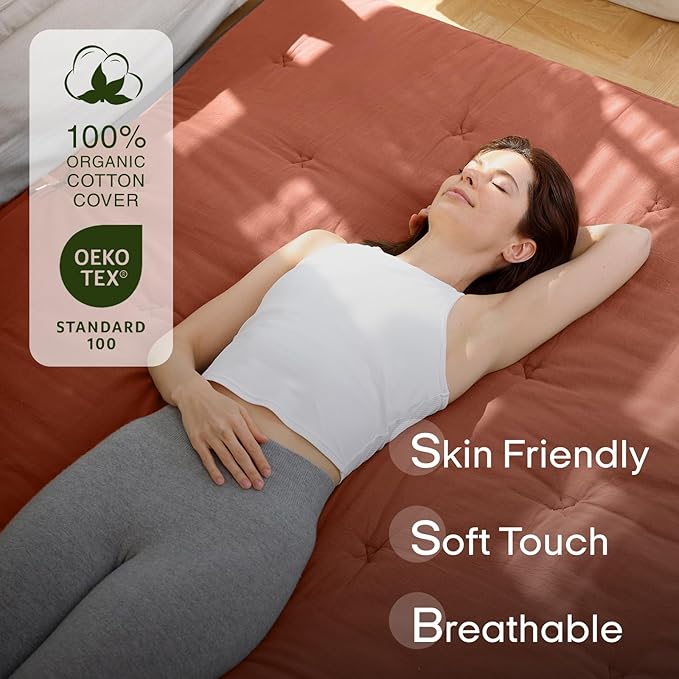 ZonLi Japanese Floor Futon Mattress Full Size 75"x 54", 100% Cotton Cover 2.5'' - Image 2
